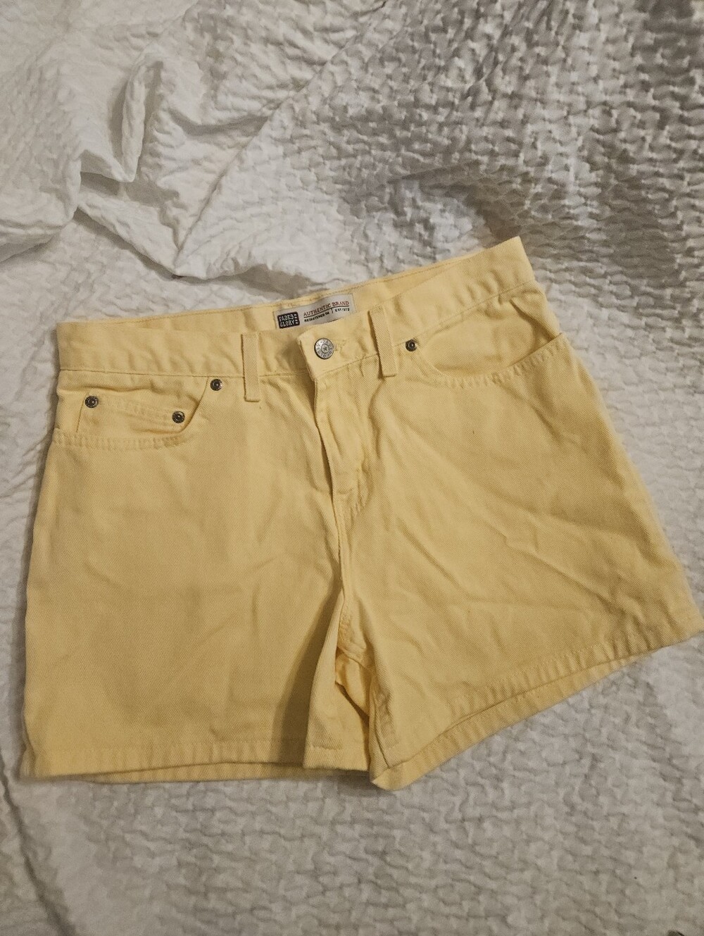 Vintage FADED Glory Size 8 30" Daisy Yellow Jean Shorts 100% Cotton Y2K 90s